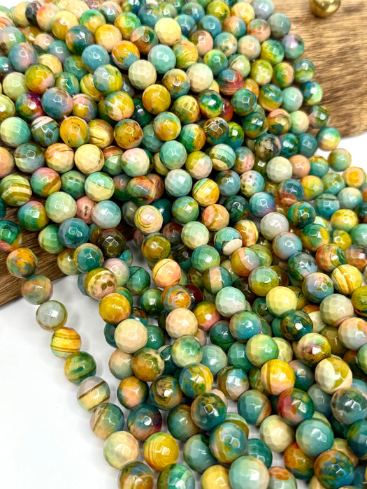 12mm Faceted Fire Agate Gemstone Beads | Faceted Round Agate | DIY Jewelry Designs | 15" Strand