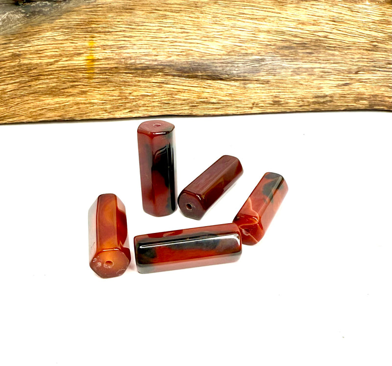 13x40mm & 13x36mm Tube Agate Beads – Purple, Carnelian & Red Black Variants – Polished Gemstone Beads (Sold by the Piece)