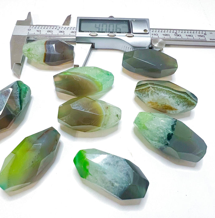 Aate and Quartz Focal Gemstone Bead | 16x41mm Focal Bead | Green & Gray | DIY Jewelry