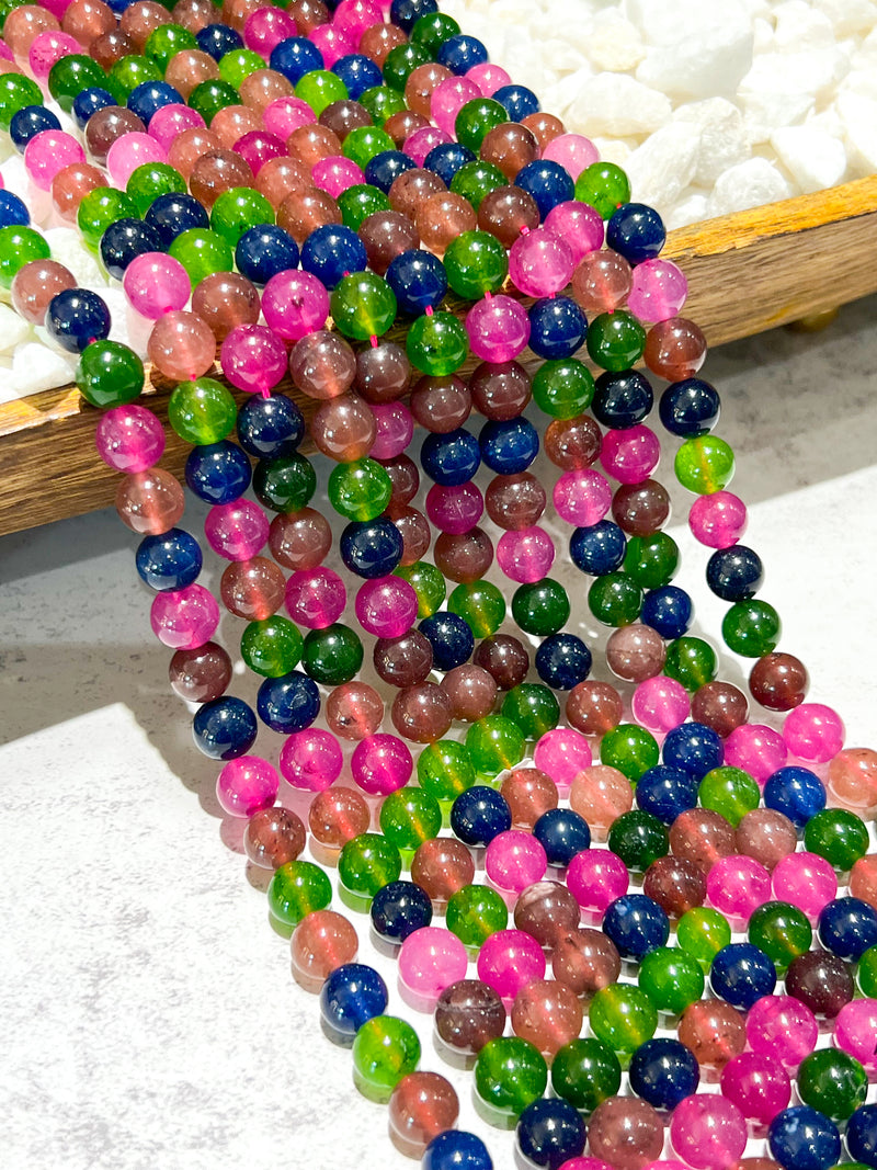 4mm & 10mm Smooth Faceted Multicolor Agate | Agate Gemstone Beads |DIY Jewelry Supplies |One Strand