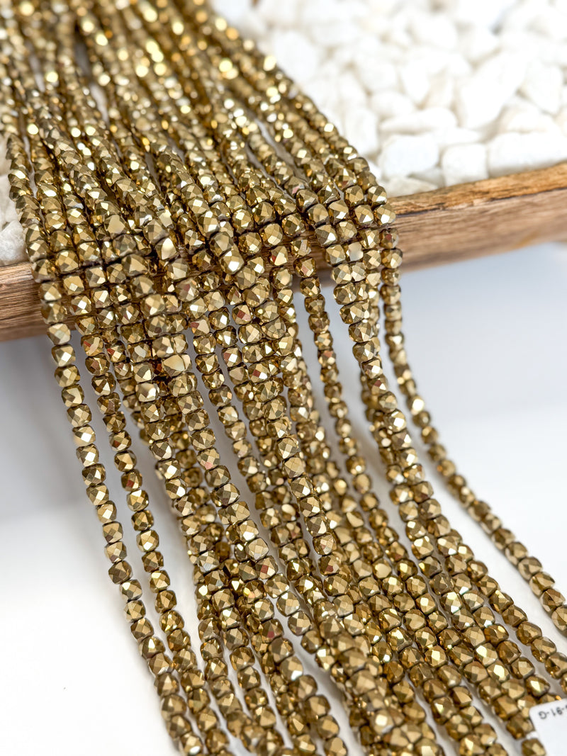 6x6mm Faceted Hematite Cube Beads | Square Hematite Gemstone Beads | DIY Jewelry Designs | 16" Strand | Approximately 82 Beads