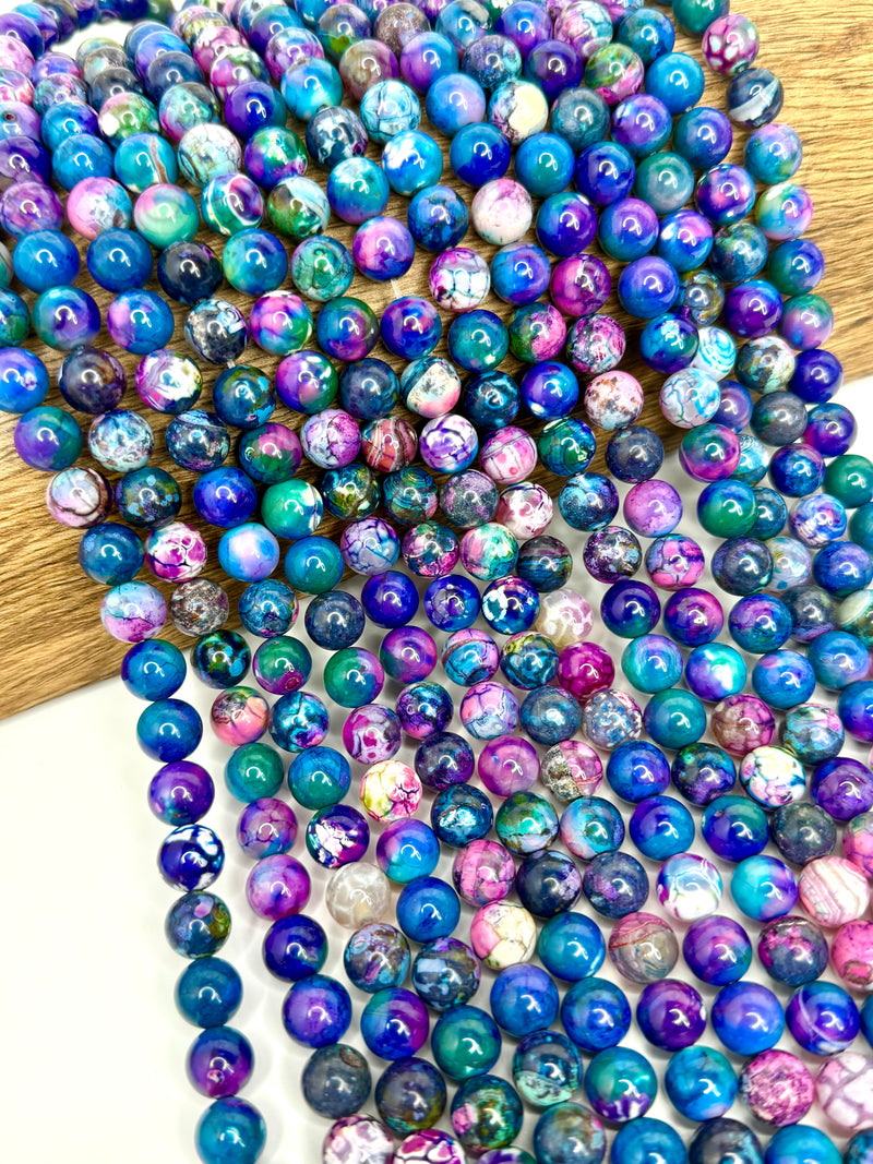 10mm Smooth Multicolor Fire Agate Gemstone Beads | Agate Gemstone Beads | Multicolor Agate | DIY Jewelry Designs | 15" Strand