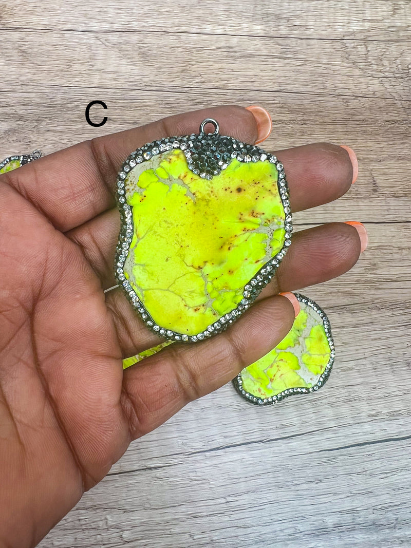 50-56mm Stunning Imperial Sea Sediment Jasper | Gemstone Pendants | Bright Colors | Natural Stone Pendant/Charm |  Crystal Bezel