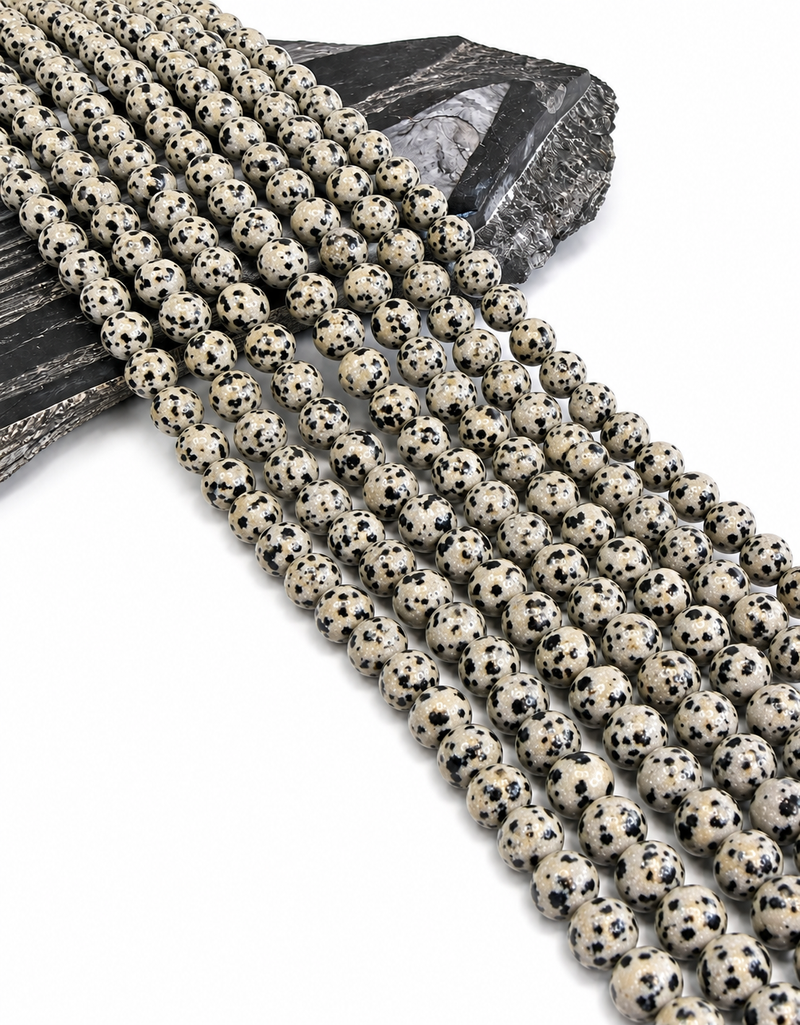 Dalmatian Jasper Stone Gemstone Beads | Energy Healing Beads | DIY Jewelry | Bracelet and Necklace making | 15" Strand