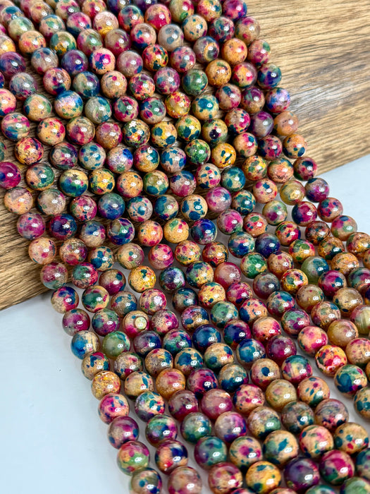 8mm Multicolor Agate Gemstone Beads | Smooth Round Agate | 15” Strand