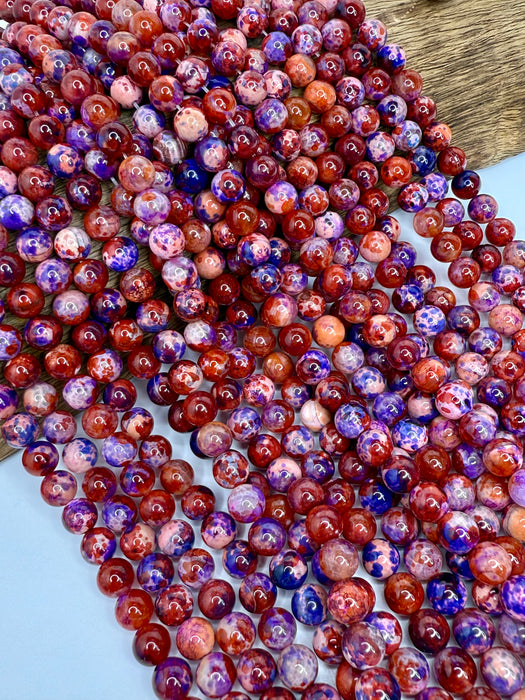 10mm Smooth Fire Agate Gemstone Beads – 15” Strand (Approx. 38 Beads) - One Strand