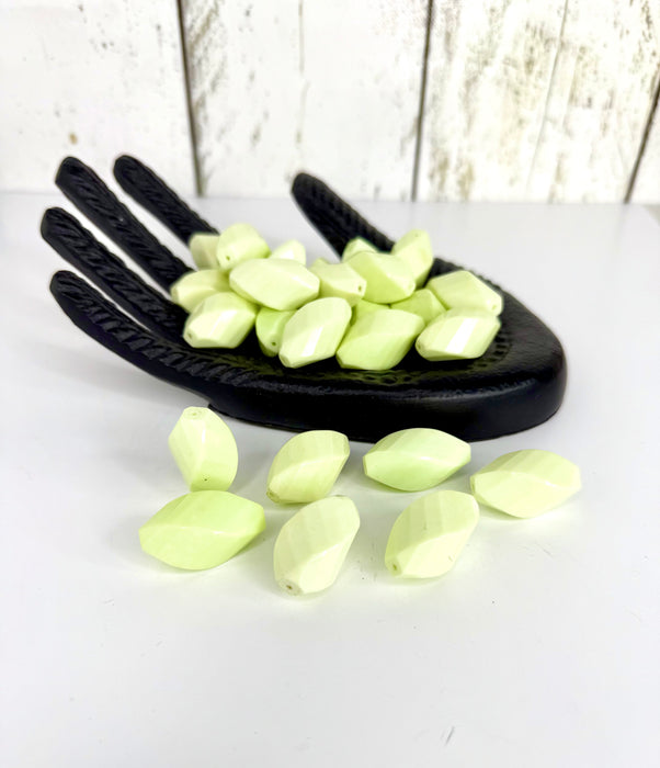 15x32mm Faceted Twisted Yellow Turquoise Gemstone Beads – Oval Nugget Shape for Jewelry Making - One Bead