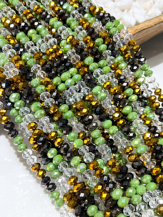 6x8mm Faceted Glass Rondelle Beads | Faceted Glass | Multicolor | DIY Jewelry Designs | 15 inch Strands | 62 Pcs