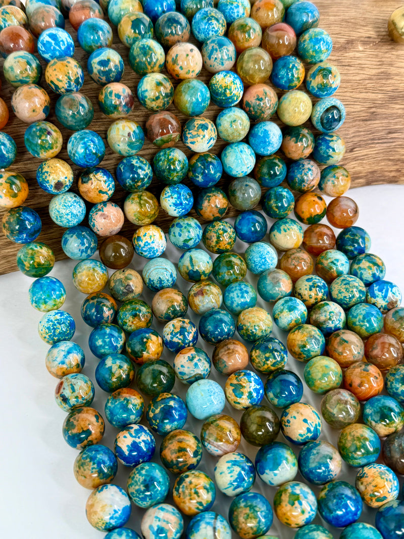 14mm Smooth Multicolor Fire Agate Gemstone Beads | Agate Gemstone Beads | Multicolor Agate | DIY Jewelry Designs | 15" Strand
