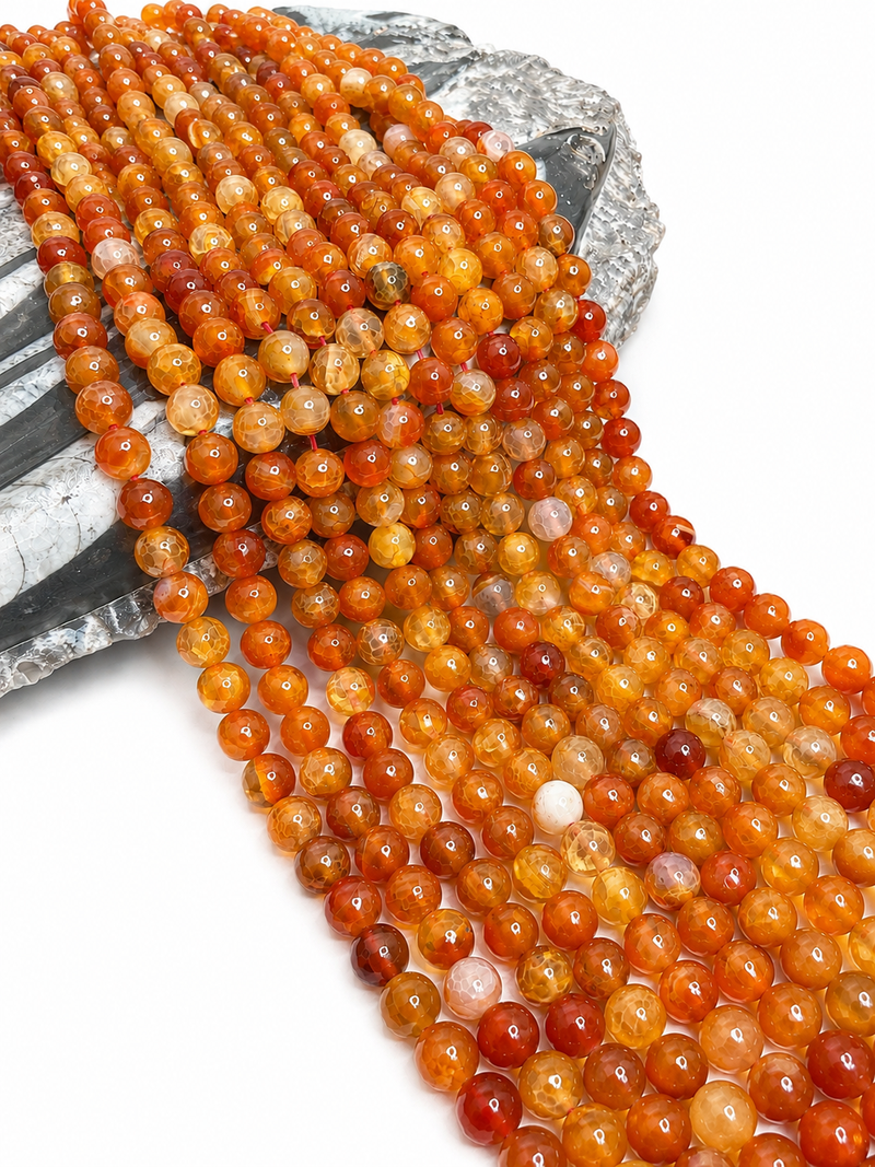 8mm Smooth Orange Crackle Agate