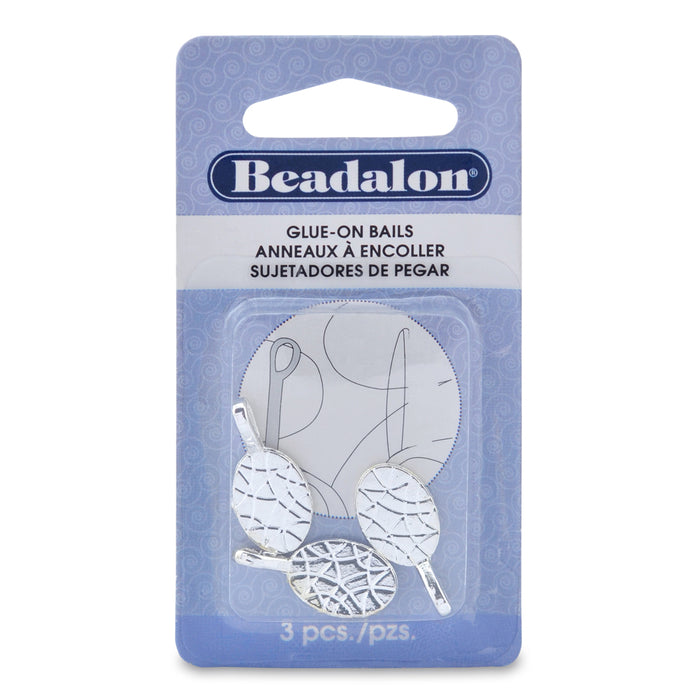 Beadalon Silver Plated Glue on Bails | Gemstone & Crystal Pendants | Silver Bails | (6) pcs | Size 10x23mm