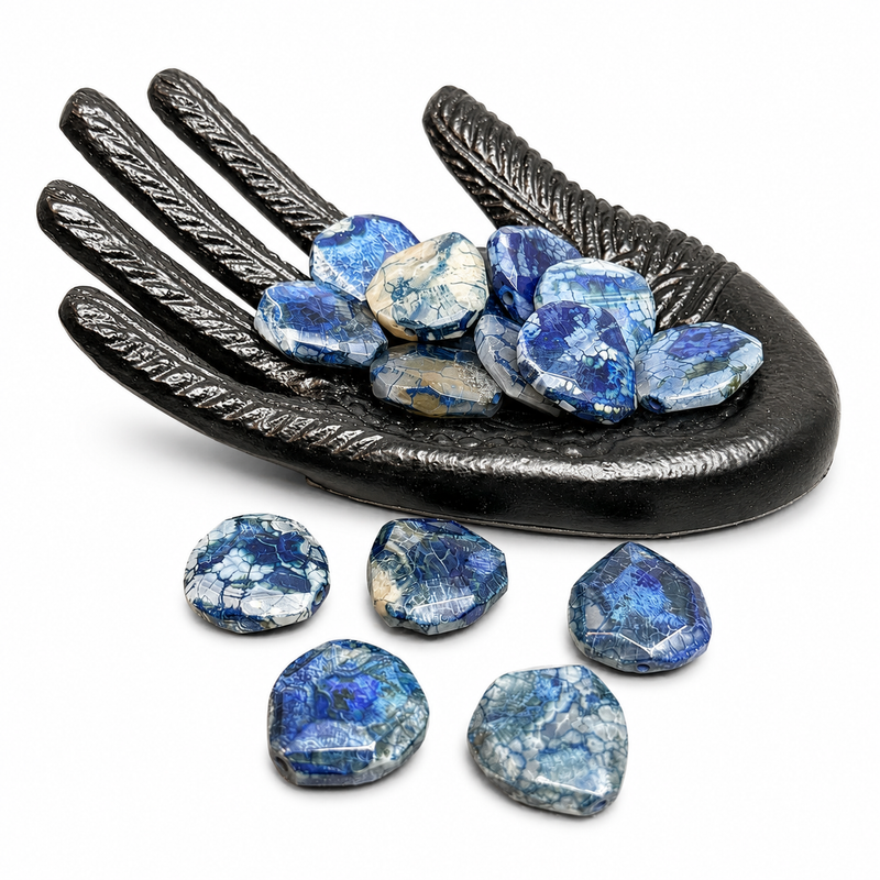 30–35mm Faceted Fire Agate Freeform Teardrop Focal Beads – Choose from 4 Colorways – One Piece