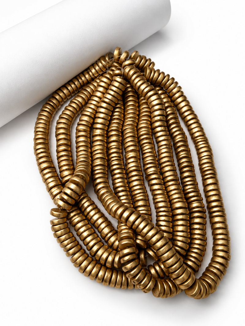 12mm Metallic Gold and Silver Wood Disc Beads, Lightweight Flat Round Spacer Beads, One Strand Per Order