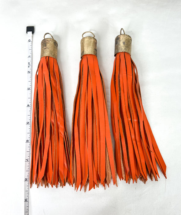 Long Leather Tassels | Vintage Leather Tassels | Soldered Brass Tassel Caps | DIY Jewelry Designs | One Tassel