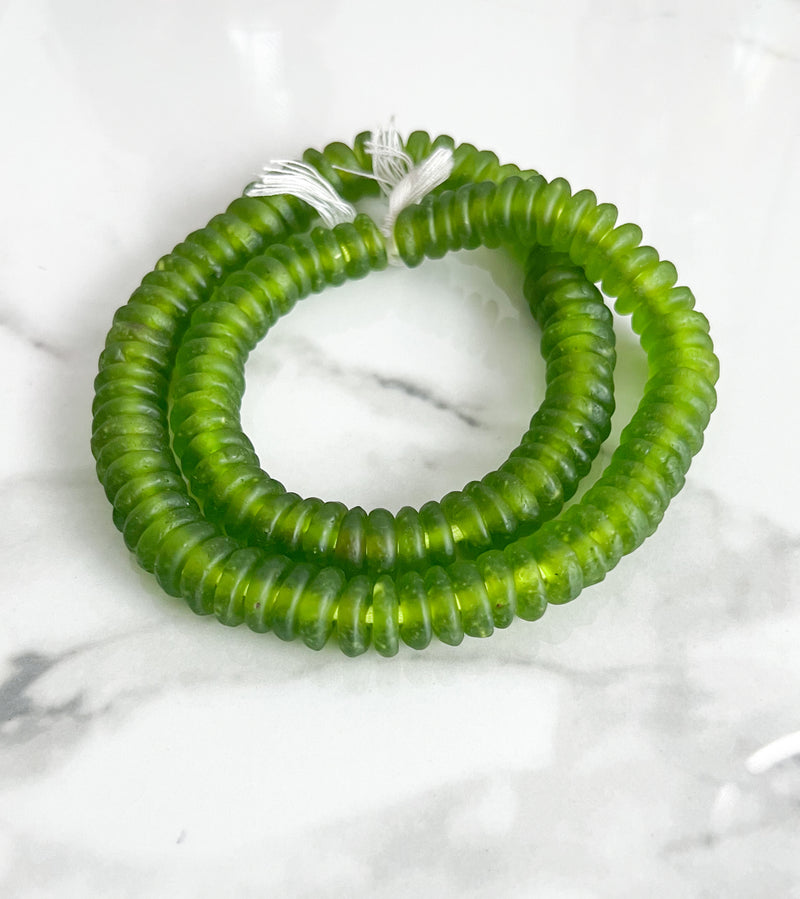 11mm African Recycled Glass | Rondelle Donut Beads | 11mm Fused Glass Rondelles Spacer Beads | Ghana Fair Trade | DIY Jewelry Supplies