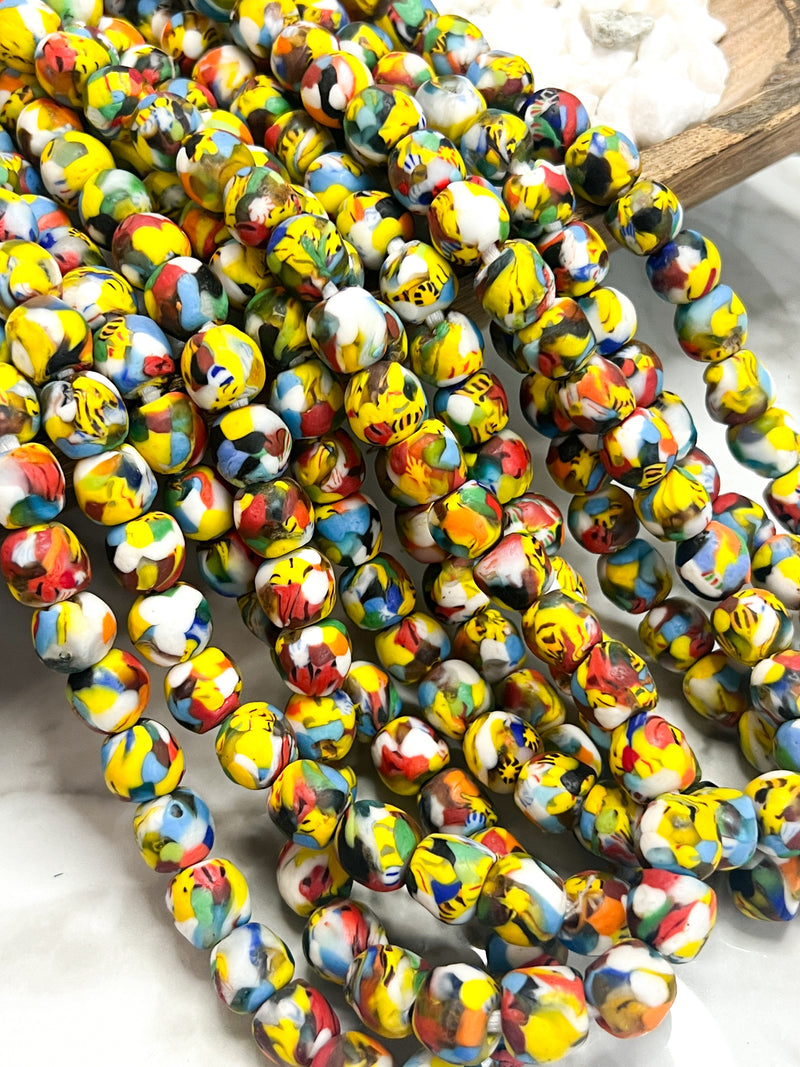 Krobo Handmade Round Glass Beads from Ghana Africa | Krobo Beads | African Recycled Glass Beads | Ghana Powder Glass Beads | Made from African Bottle Glass