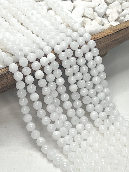 8mm Smooth White Agate | Smooth Agate Gemstone Beads | DIY Jewelry Designs | One Strand