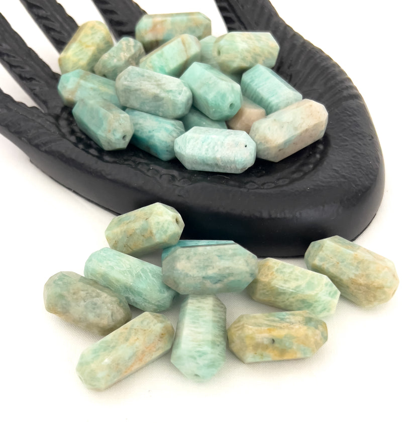 27-30mm Amazonite Gemstone Focal Beads | Natural Amazonite Stone Beads | Prism Cut Double Point | 1 piece