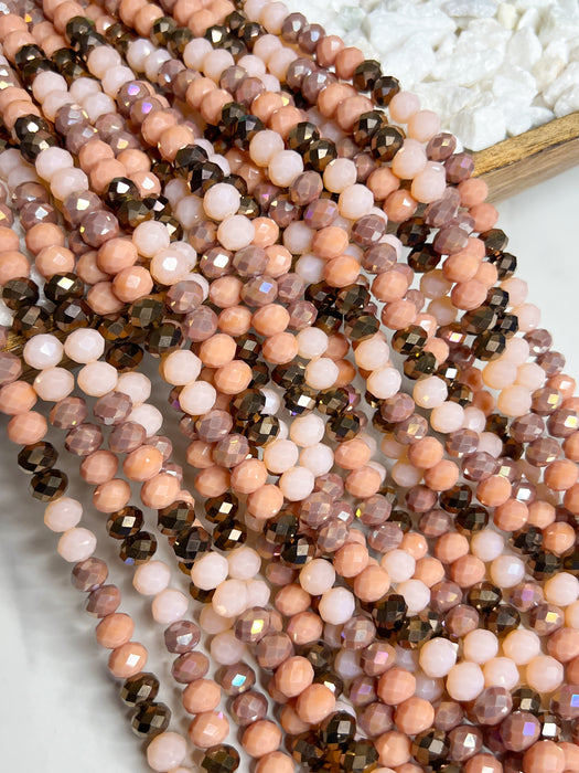 8x10mm Neutral Color Faceted Glass Rondelle Beads | Faceted Glass | Multicolor | DIY Jewelry Designs | 15 inch Strands