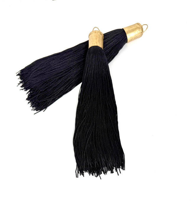 9 Inch Long Silk Tassels with Textured Brass Caps – Vibrant Jewelry Making Components for Statement Necklaces, Earrings & DIY Designs