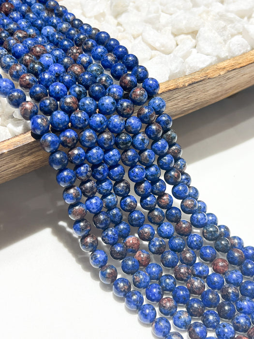 8mm Smooth Blue Jasper Gemstone Beads | Stone Faceted Beads | Jasper Round Beads for Jewelry Making | DIY Bracelets |15.5" Strand Approx. 45 Beads per strand