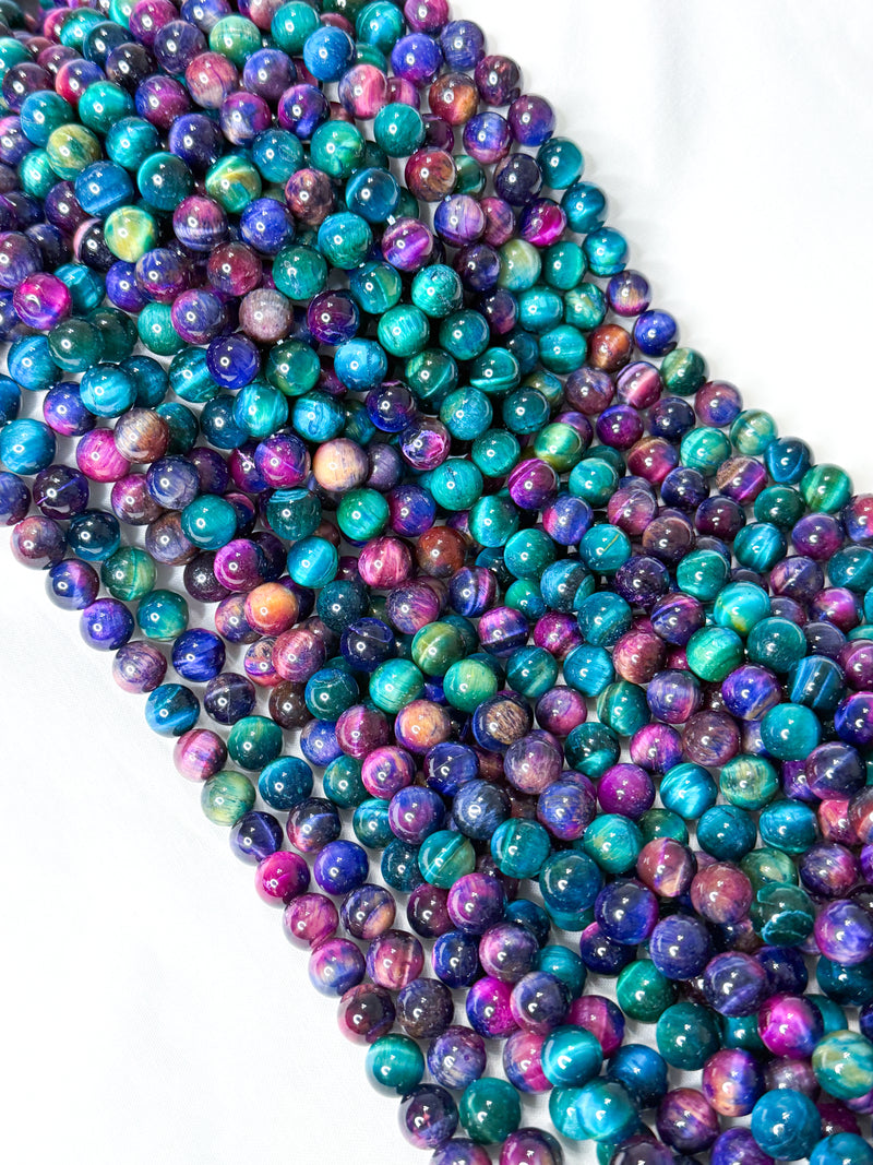 10mm Smooth Rainbow Tigers Eye | Tigers Eye Gemstone Beads | Healing Properties | DIY Jewelry Making | Approximately 37 Beads Per Strand