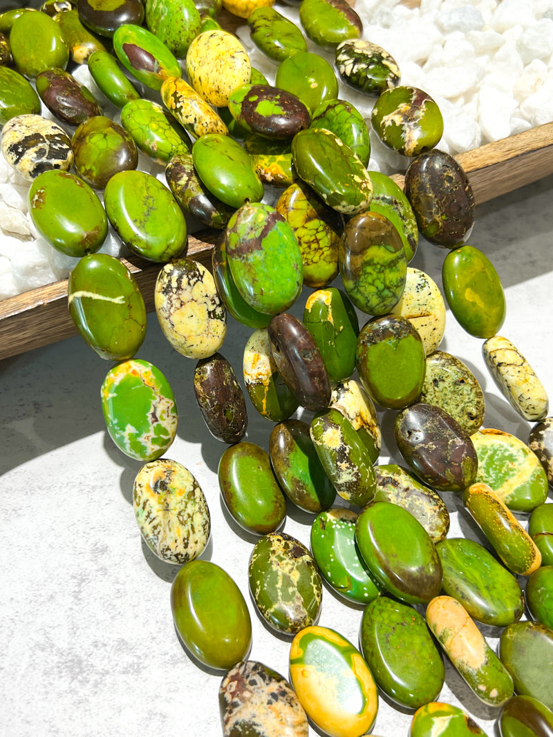 30mm Compressed Green Turquoise Beads | Compressed Green Turquoise Gemstone Beads | DIY Jewelry Making