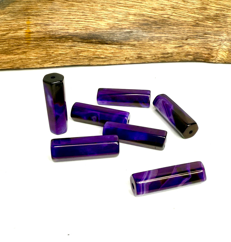 13x40mm & 13x36mm Tube Agate Beads – Purple, Carnelian & Red Black Variants – Polished Gemstone Beads (Sold by the Piece)