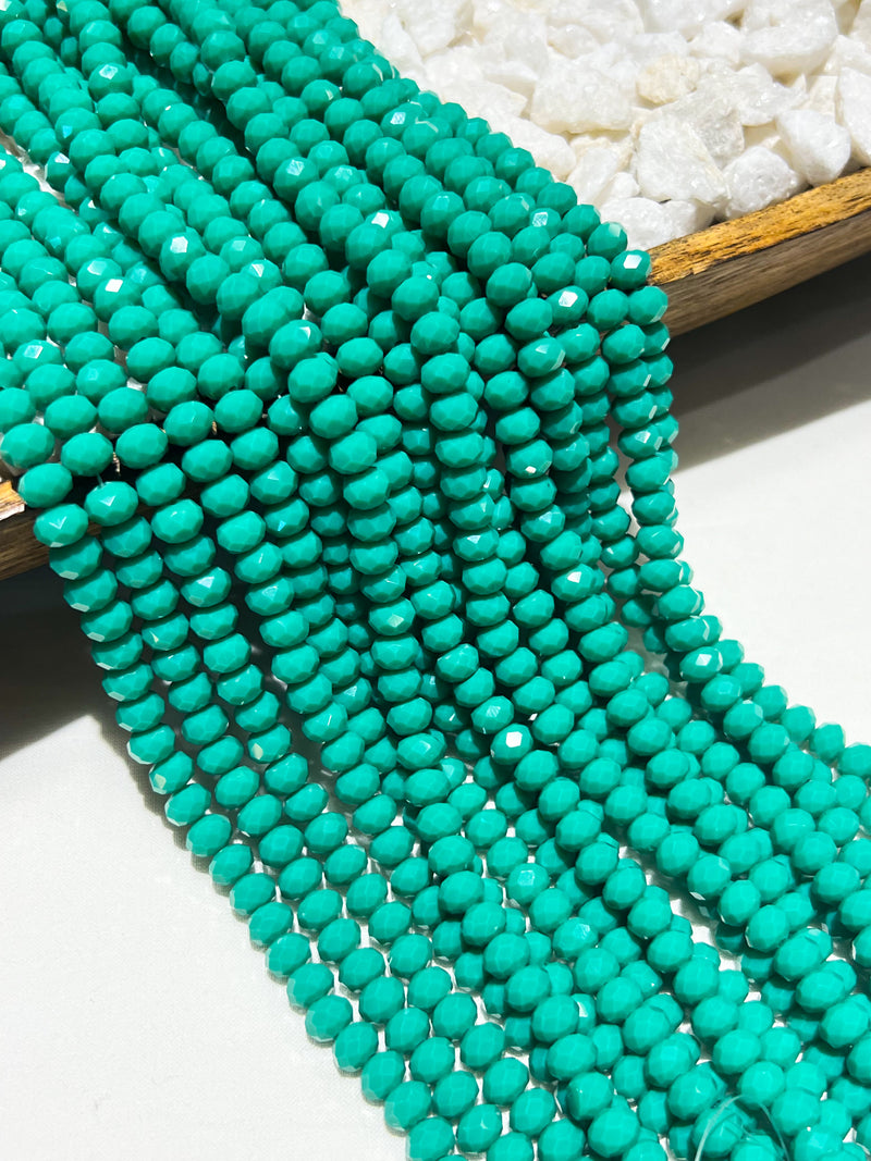 6x8mm Green Turquoise Faceted Crystal Rondelles Beads