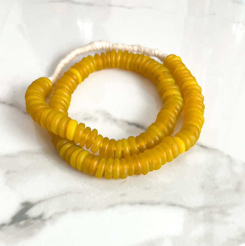 11mm African Recycled Glass | Rondelle Donut Beads | 11mm Fused Glass Rondelles Spacer Beads | Ghana Fair Trade | DIY Jewelry Supplies