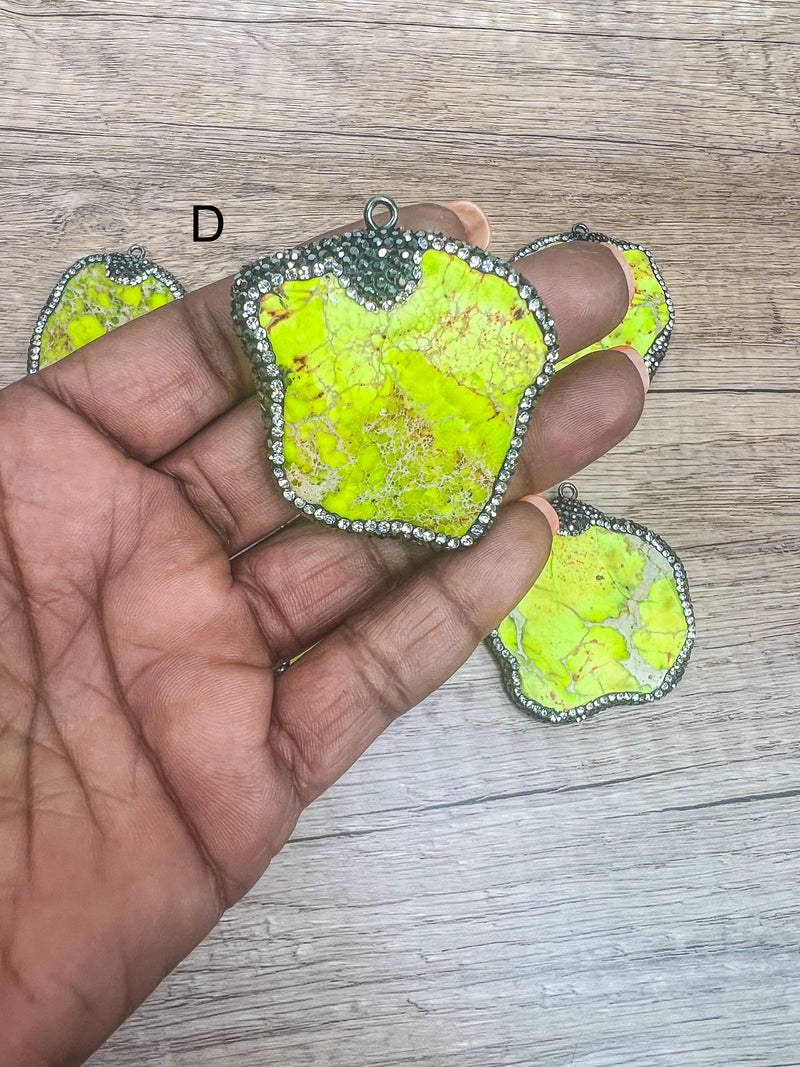 50-56mm Stunning Imperial Sea Sediment Jasper | Gemstone Pendants | Bright Colors | Natural Stone Pendant/Charm |  Crystal Bezel