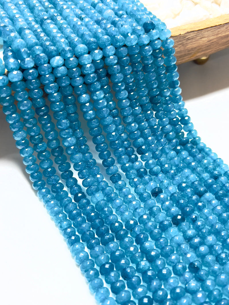 5x8mm Faceted Gemstone Beads | Faceted Teal Rondelle Beads | Faceted Rondelle Beads | DIY Jewelry Designs | One Strand