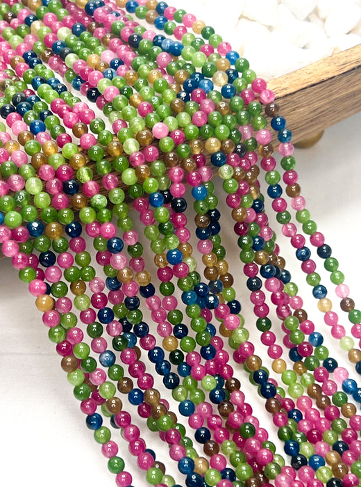 4mm & 10mm Smooth Faceted Multicolor Agate | Agate Gemstone Beads |DIY Jewelry Supplies |One Strand