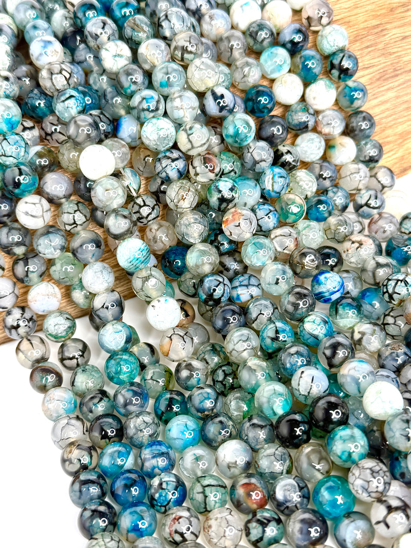 10mm Smooth Blue Dragon Vein Agate | Agate Gemstone Beads | Dragon Vein Agate | DIY Jewelry Designs |Approximately 37 Beads