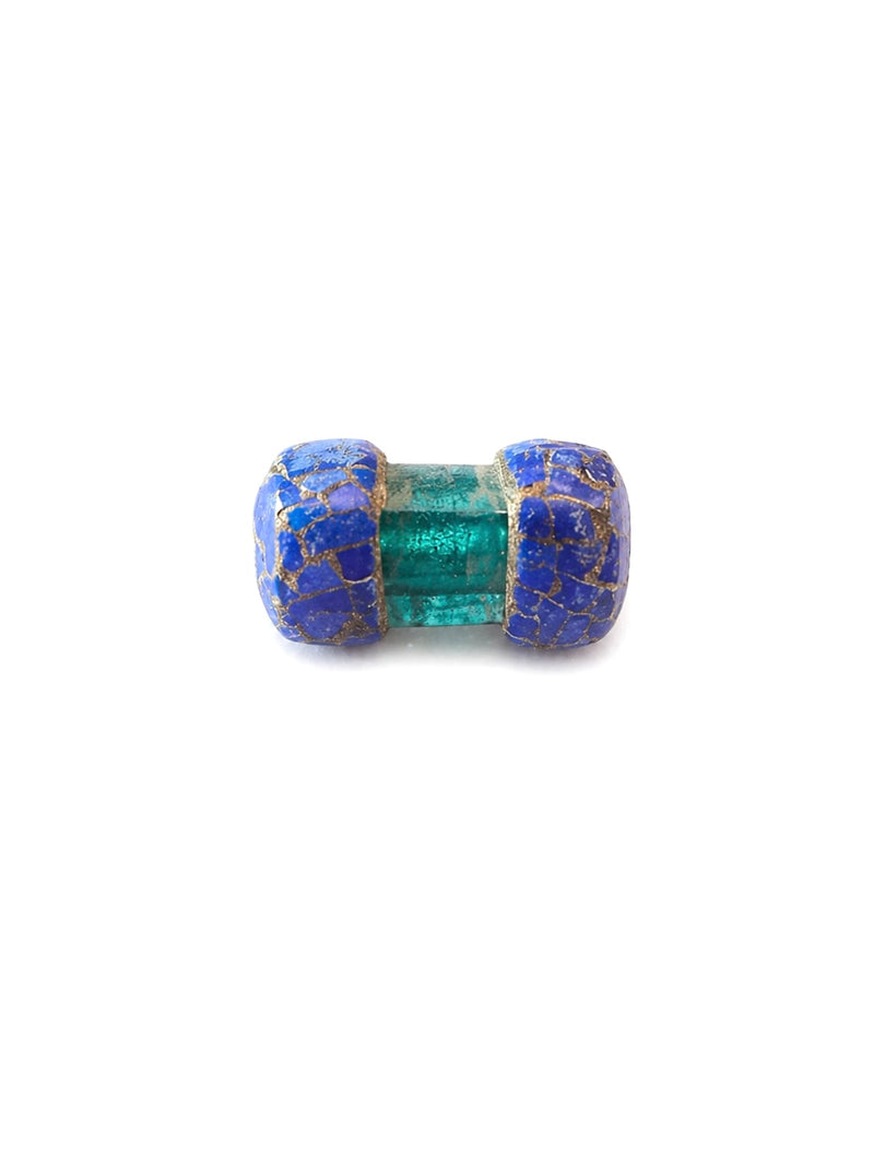 Napoli Mosaic Glass Focal Beads | Gemstone Chip Ends | Artisan Glass Barrel Bead 42–44mm | Luxury Jewelry Making Supplies | One Bead