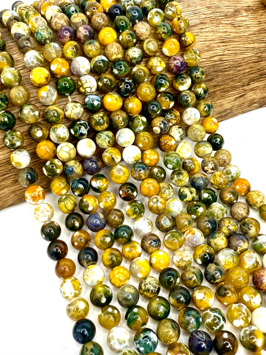 10mm Smooth Multicolor Fire Agate Gemstone Beads | Agate Gemstone Beads | Multicolor Agate | DIY Jewelry Designs | 15" Strand