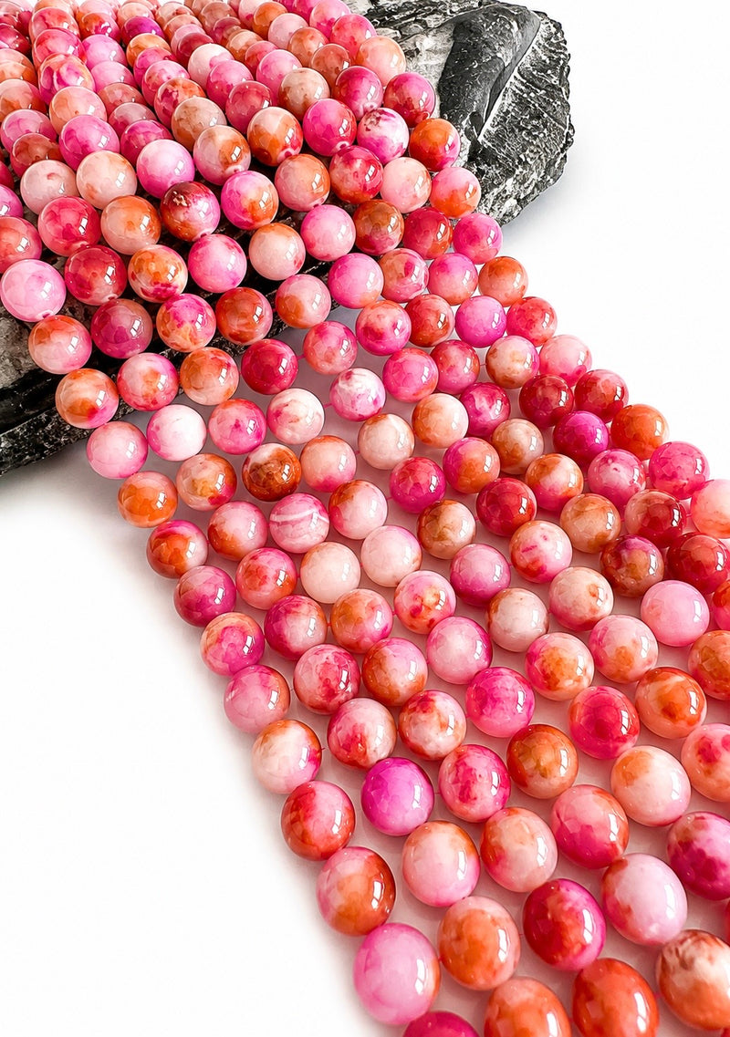 12mm Smooth Pink Jade Gemstone Round Beads | Smooth Round |15.5” Strand