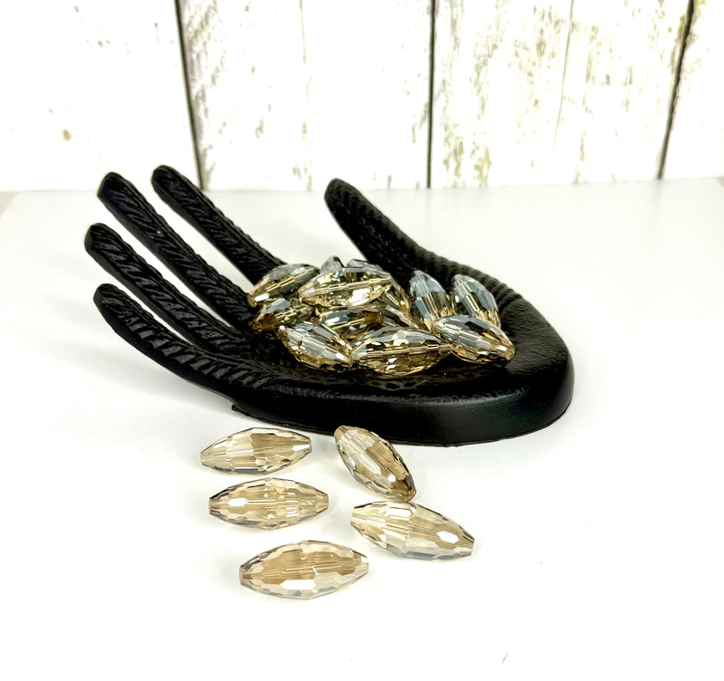 16x36mm Faceted Glass Focal Beads – Large Oval Crystal Beads for Jewelry Making - One Bead