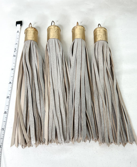 Long Leather Tassels | Vintage Leather Tassels | Soldered Brass Tassel Caps | DIY Jewelry Designs | One Tassel