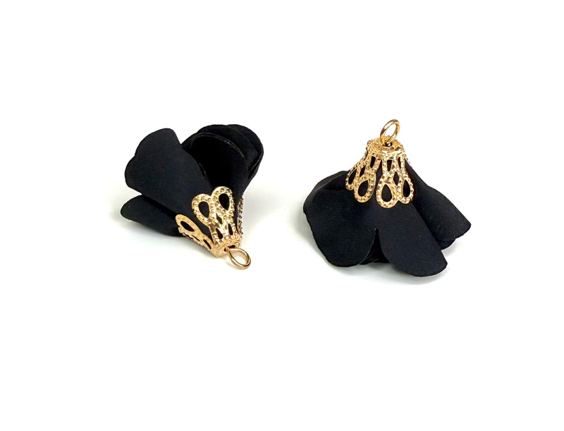 1" Tassels | Mini Flower Tassels | Light Gold Cap | Tassel Pendants | Sold in Pairs | Multiple Colors | DIY Jewelry Designs