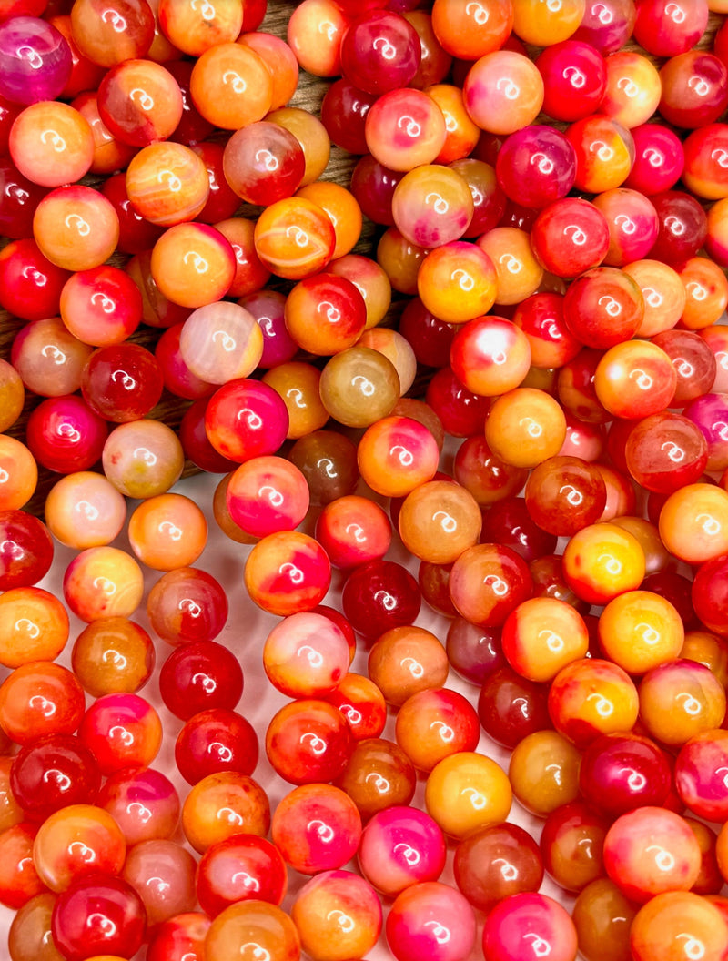 10mm Smooth Multicolor Fire Agate Gemstone Beads | Agate Gemstone Beads | Multicolor Agate | DIY Jewelry Designs | 15" Strand