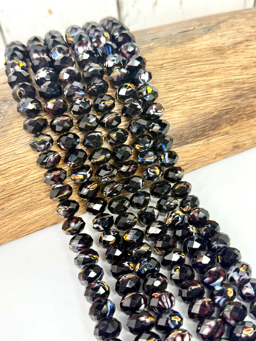 10x12mm Faceted Lampwork Glass Rondelle Beads – 15” Strand - Multiple Colors - One Strand