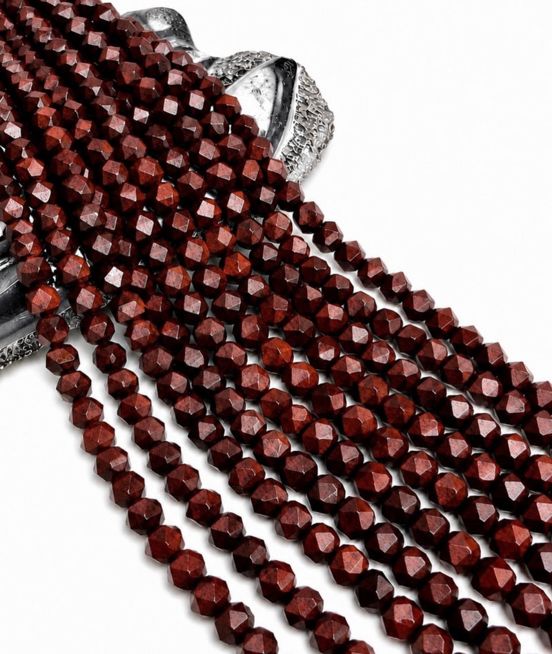 12.5mm Deep Burgundy Faceted Gemstone Beads – 16” Strand