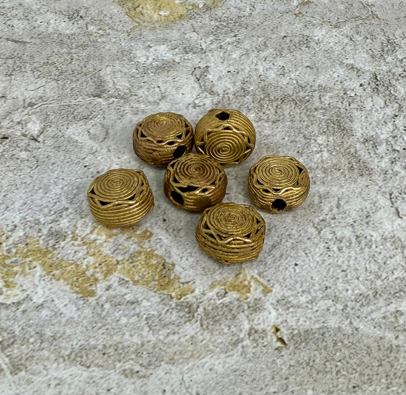 10x18mm Authentic African Brass Beads Round Brass Beads | DIY Jewelry Designs | 2 Beads