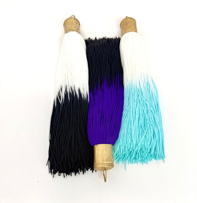9 Inch Long Silk Tassels with Textured Brass Caps – Vibrant Jewelry Making Components for Statement Necklaces, Earrings & DIY Designs
