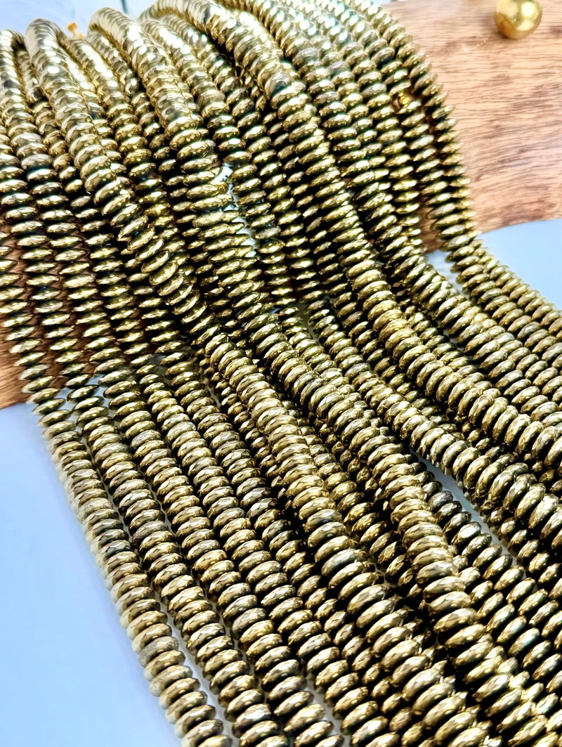 3x10mm Faceted Hematite Rondelle Beads | Faceted Natural Gemstone Beads | Hematite Beads for Jewelry Making 15.5" 1 Strand | DIY Jewelry Making