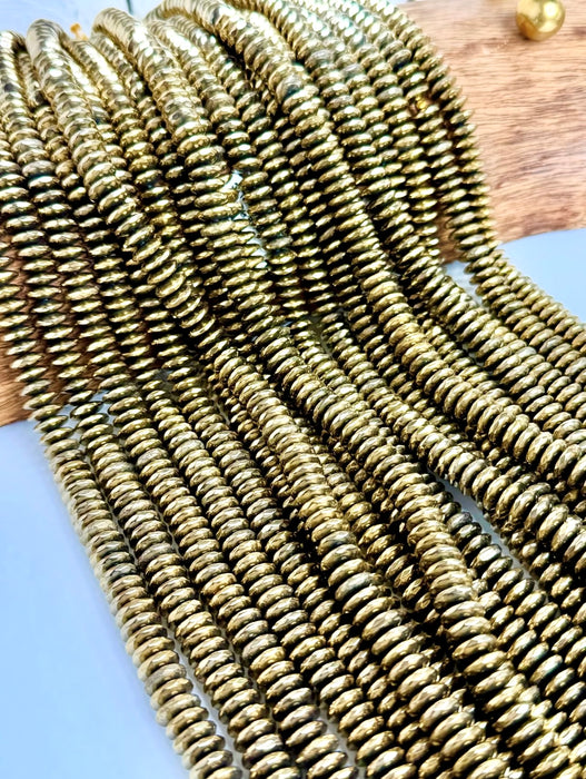 3x10mm Faceted Hematite Rondelle Beads | Faceted Natural Gemstone Beads | Hematite Beads for Jewelry Making 15.5" 1 Strand | DIY Jewelry Making