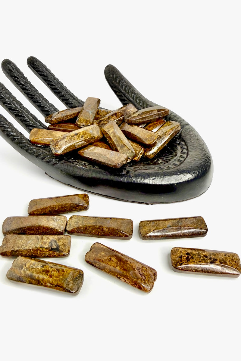 40mm Bronzite Focal Beads – Polished Rectangle Bronzite Gemstone Centerpiece Beads for Statement Jewelry Making