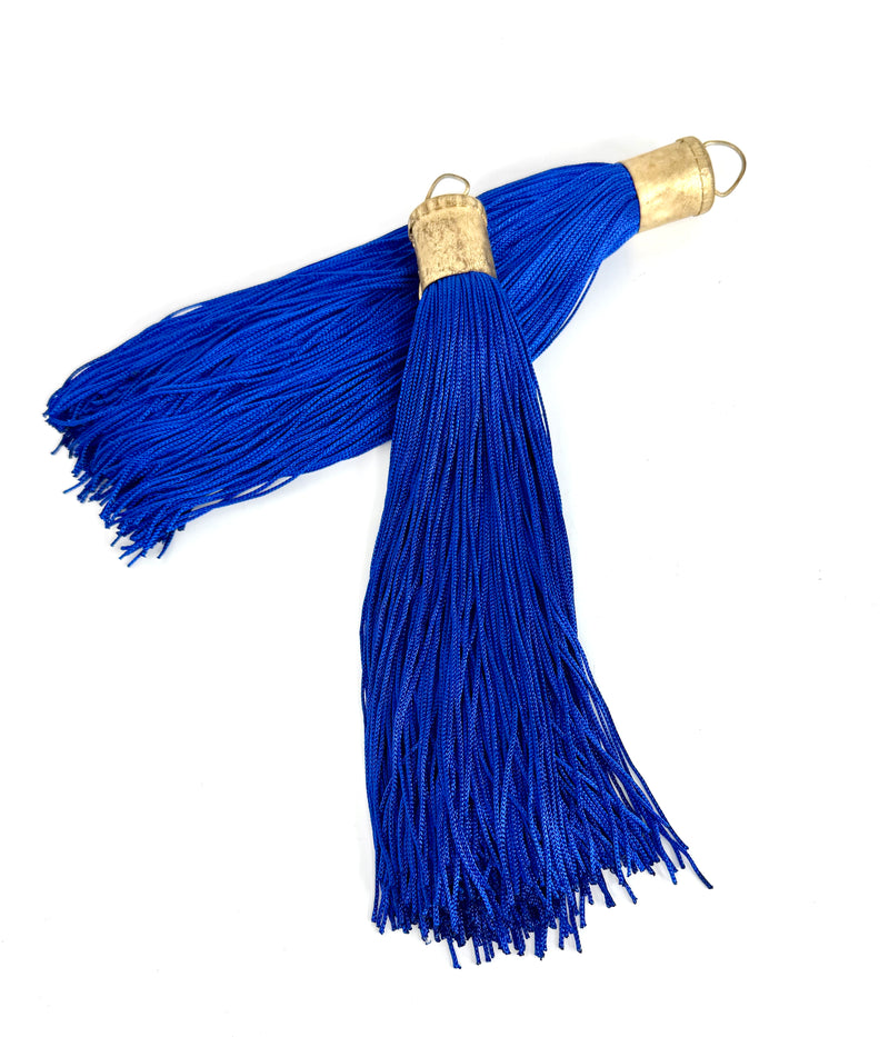 9 Inch Long Silk Tassels with Textured Brass Caps – Vibrant Jewelry Making Components for Statement Necklaces, Earrings & DIY Designs