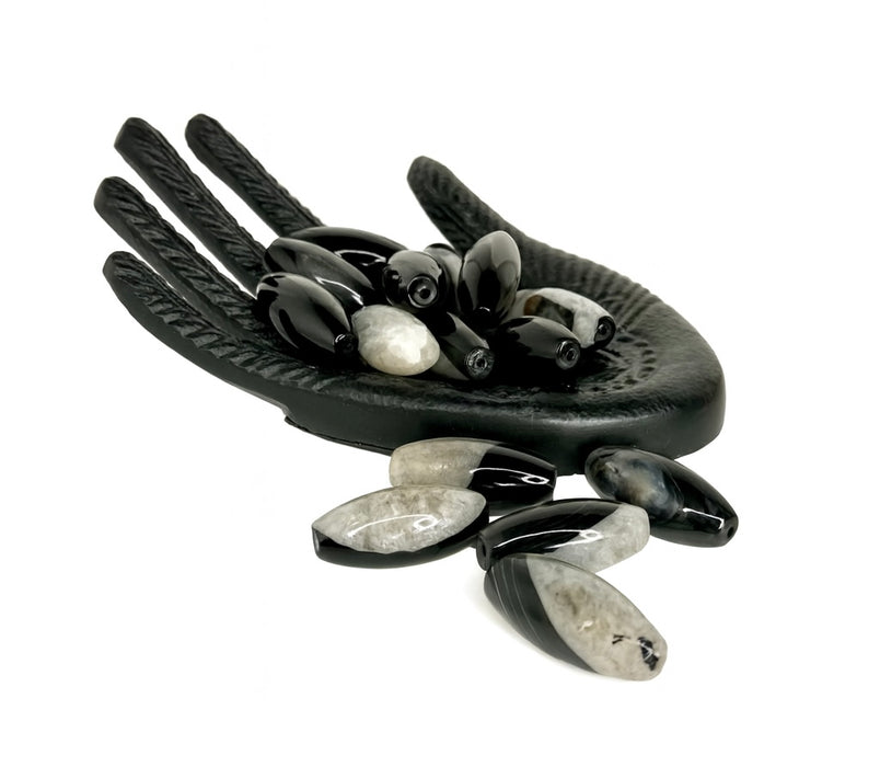 18x40mm Agate Gemstone Focal Beads – Polished Oval Gemstone Centerpieces - One Bead